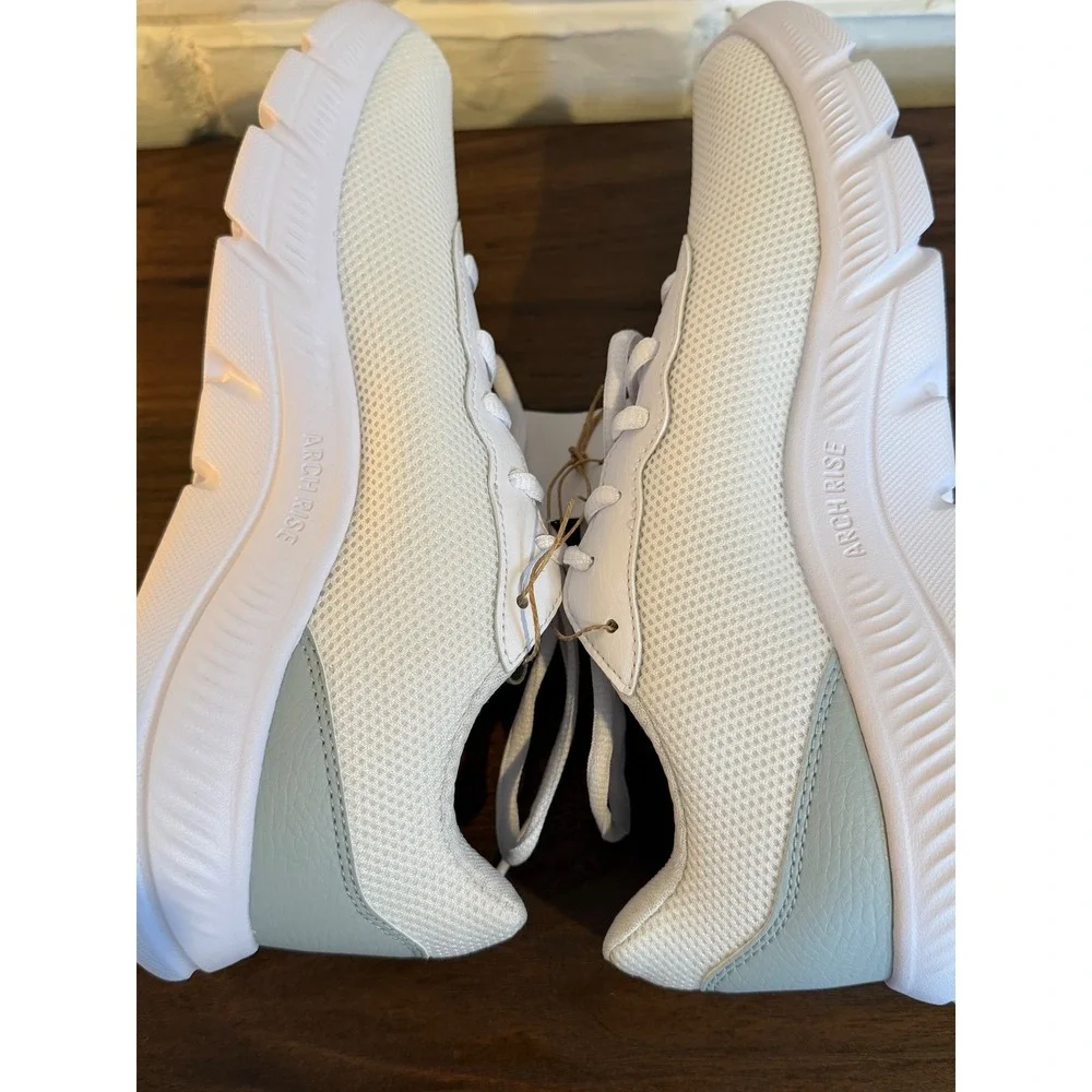Adidas Cloudfoam Flex Laces Womens •8• White Silver Running Shoes Athleisure Gym